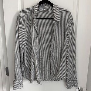 Reformation Linen Classic Black and White Striped Shirt